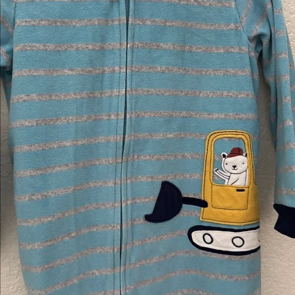 Carter’s Boys Pajamas 2-Pack Size 3T Footed Sleepers Trucks & Stripes - Picture 8 of 12